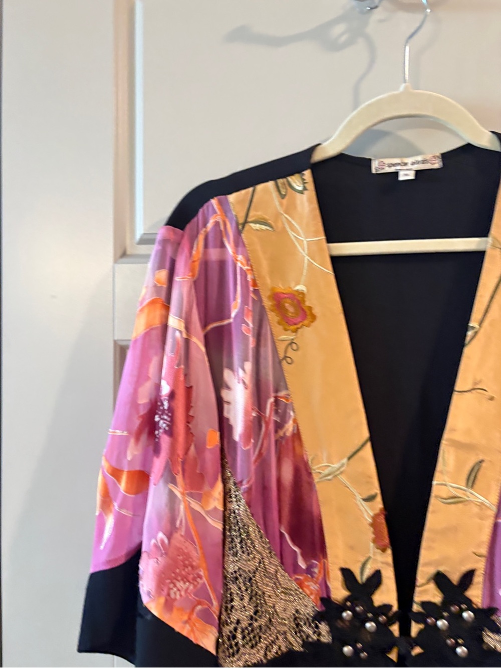 VINTAGE Spencer Alexis Floral Kimono Jacket Sheer Boho Open Front XL - Picture 4 of 16